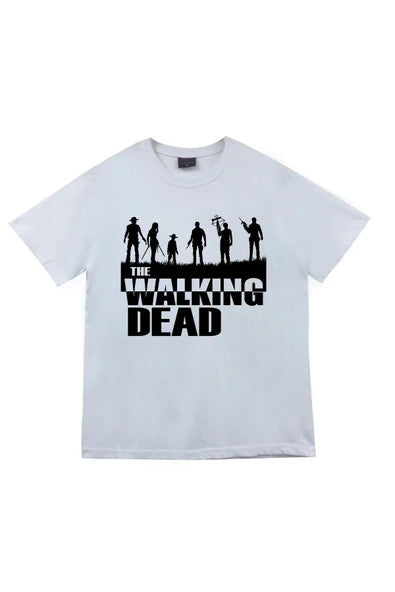 fame-stoned  Unisex Beyaz The Walking Death Baskılı T-shirt