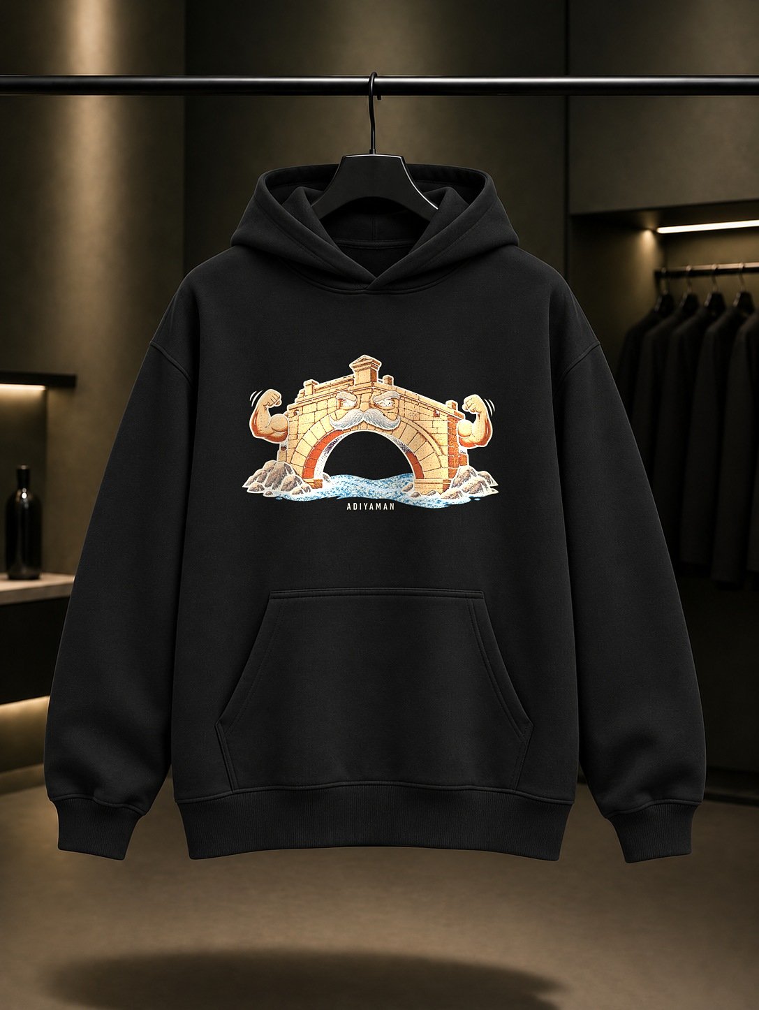 Adıyaman Cendere Köprüsü Kapüşonlu Sweatshirt – Siyah