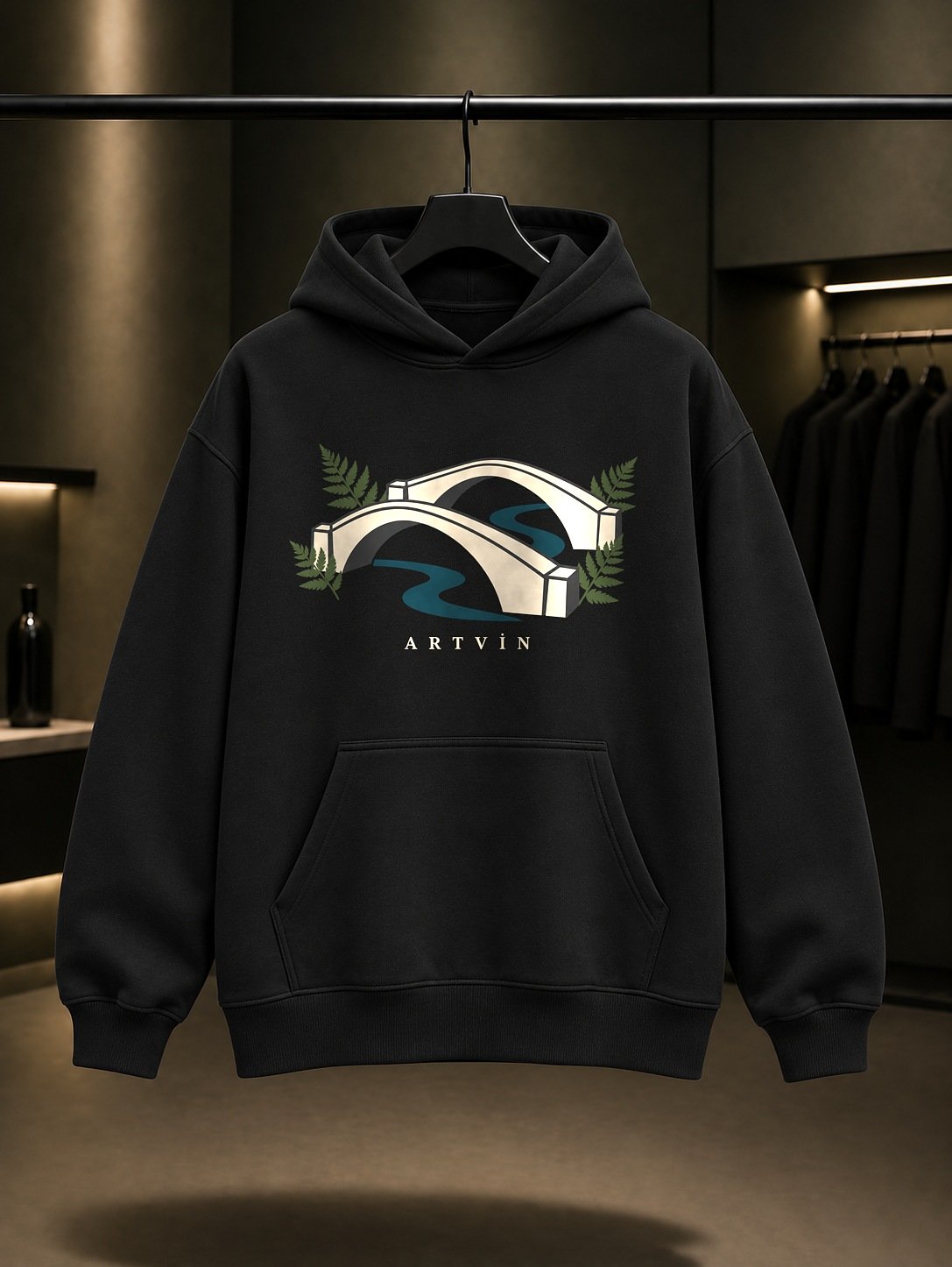 Artvin Çifte Köprü Kapüşonlu Sweatshirt – Siyah