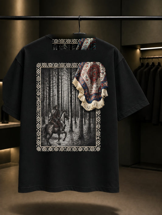 Ormandaki Süvari Oversize Tişört – Siyah arka