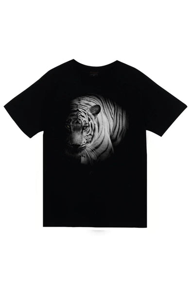 fame-stoned  Kaplan Baskılı Unisex %100 Pamuk Siyah T-shirt