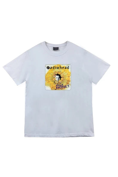 fame-stoned Radiohead Baskılı Unisex %100 Pamuk Beyaz T-shirt