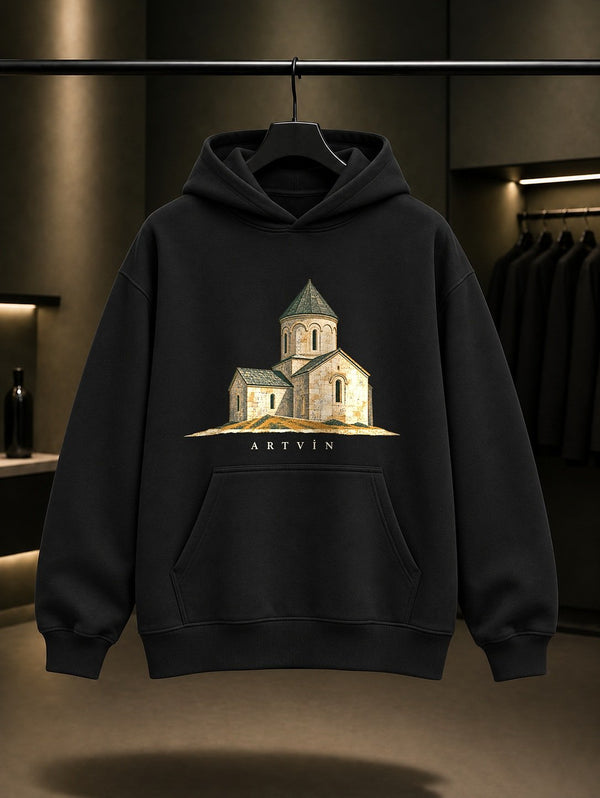 Artvin İşhan Kilisesi Kapüşonlu Sweatshirt – Siyah