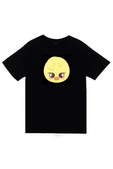 fame-stoned  Stray Kids Skzoo bbokari Karakter Baskılı Unisex %100 Pamuk Siyah T-shirt