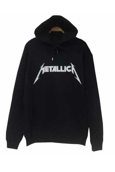 Metallıca baskılı siyah kapüşonlu sweatshirt