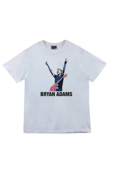 fame-stoned Bryan Adams Baskılı Unisex %100 Pamuk Beyaz T-shirt