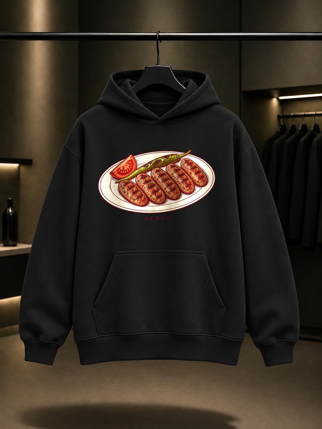 Aydın Çine Köftesi Kapüşonlu Sweatshirt – Siyah