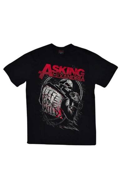 fame-stoned  Unisex Siyah Asking Alexnadria Baskılı T-shirt