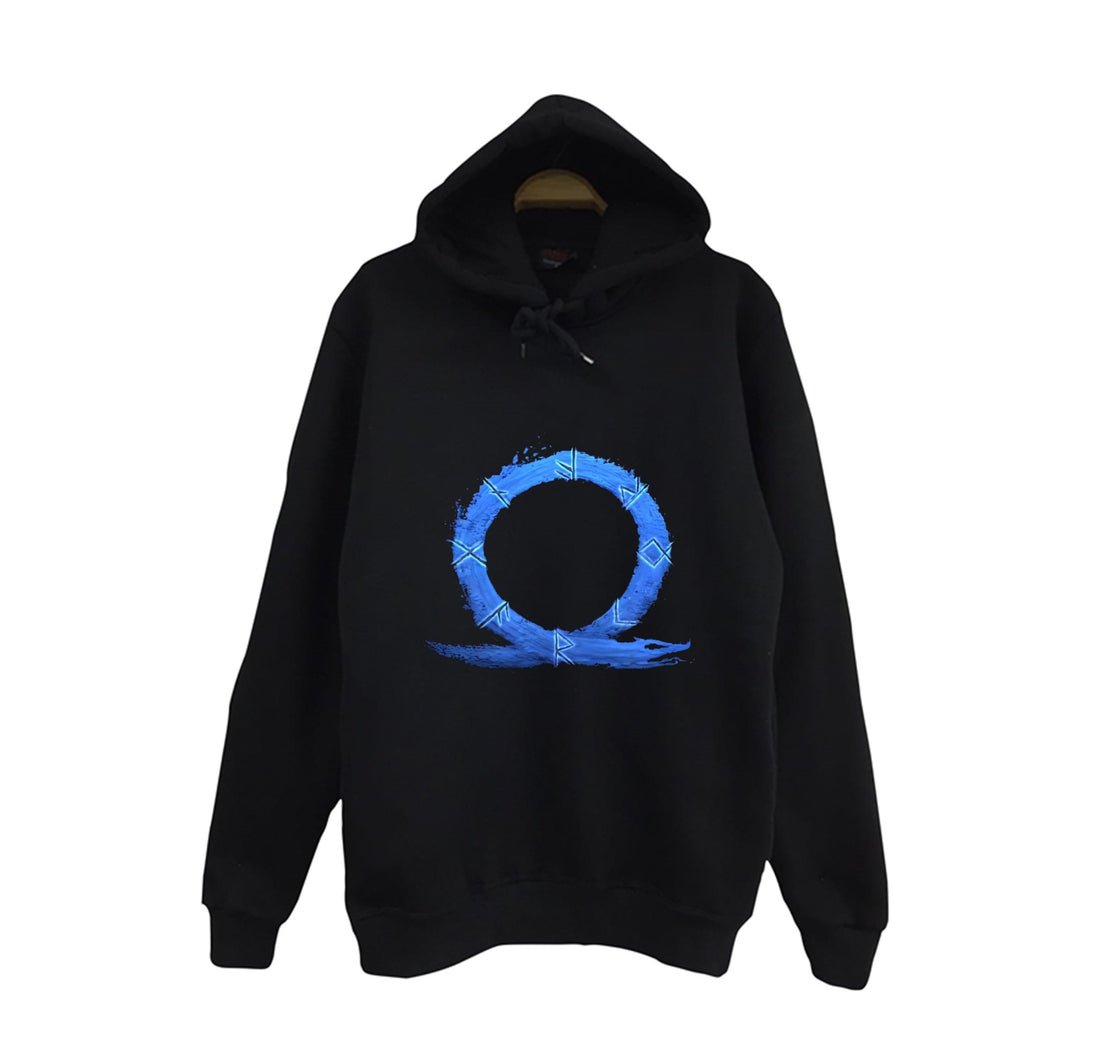 God Of War baskılı siyah kapüşonlu sweatshirt