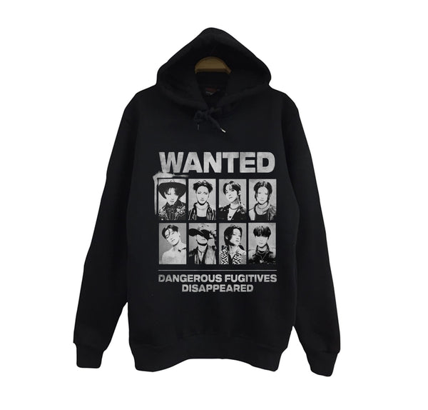 BTS - Bangtan Boys - K-Pop baskılı siyah kapüşonlu sweatshirt