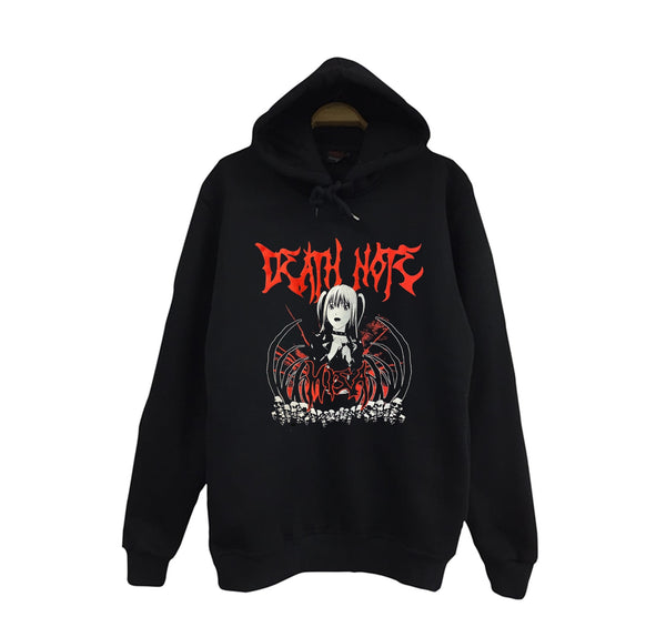 Death Note - Misa Amane kırmızı baskılı siyah kapüşonlu sweatshirt