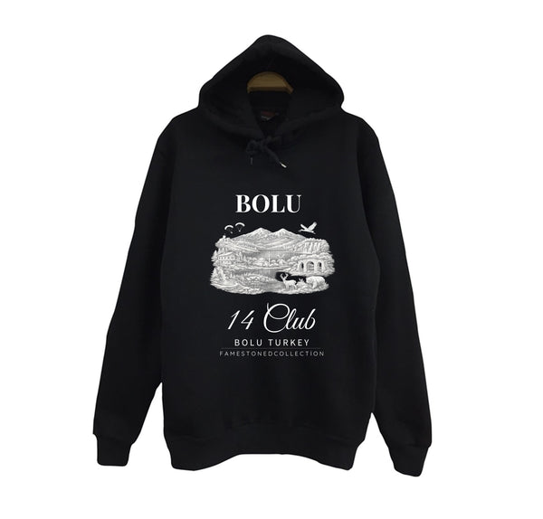 Bolu Abant Yedigöller Gölcük Doğa Şehir baskılı siyah kapüşonlu sweatshirt
