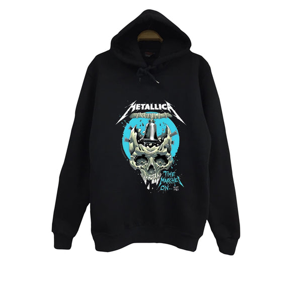 Metallica Çekiçle parçalanan kafatası, Time baskılı siyah kapüşonlu sweatshirt