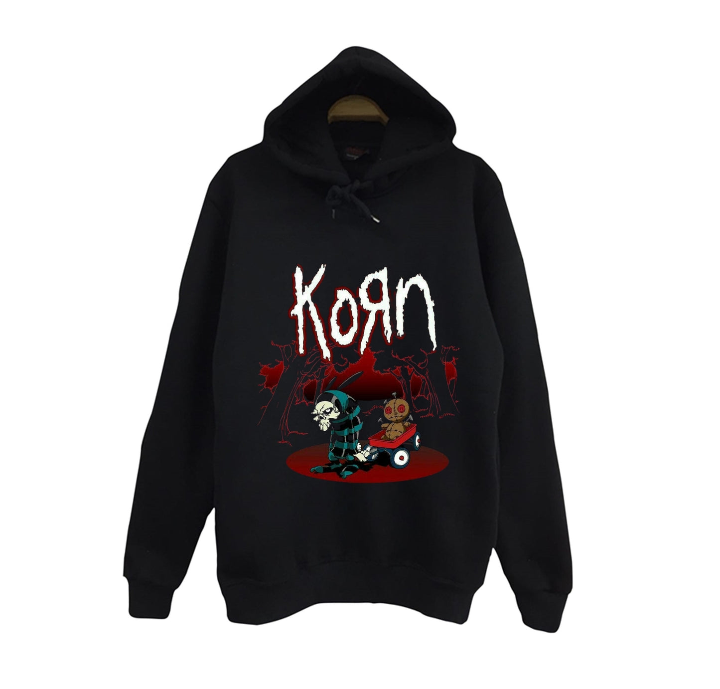 Korn - Issues - Albüm Baskılı Unisex %100 Pamuk Kapüşonlu Siyah Sweatshirt