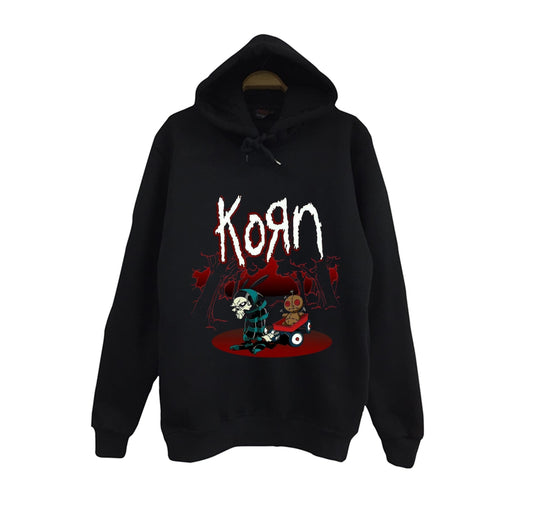 Korn - Issues - Albüm Baskılı Unisex %100 Pamuk Kapüşonlu Siyah Sweatshirt