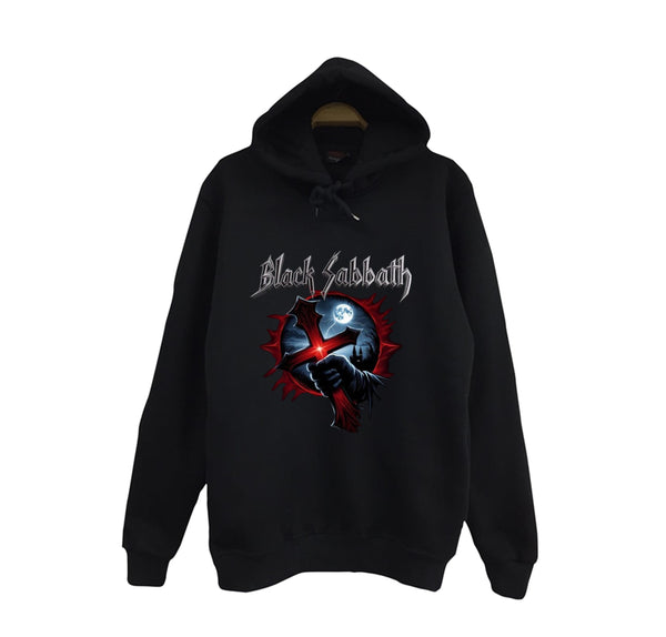 Black Sabbath baskılı siyah kapüşonlu sweatshirt