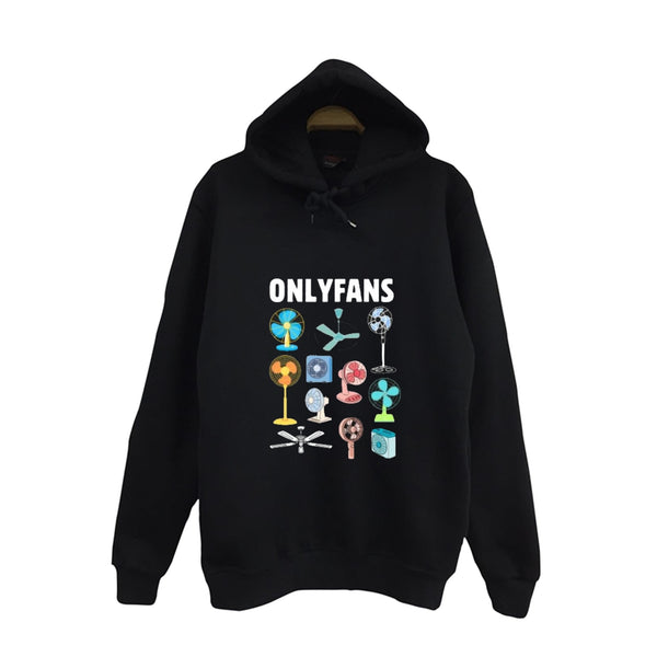 Onlyfans baskılı siyah kapüşonlu sweatshirt