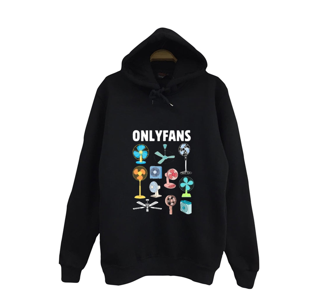 Onlyfans baskılı siyah kapüşonlu sweatshirt
