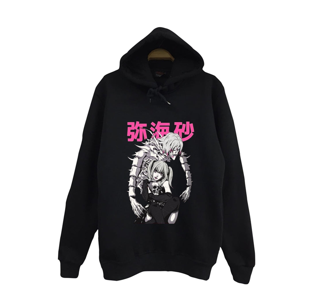 Death Note - Misa Amane baskılı siyah kapüşonlu sweatshirt