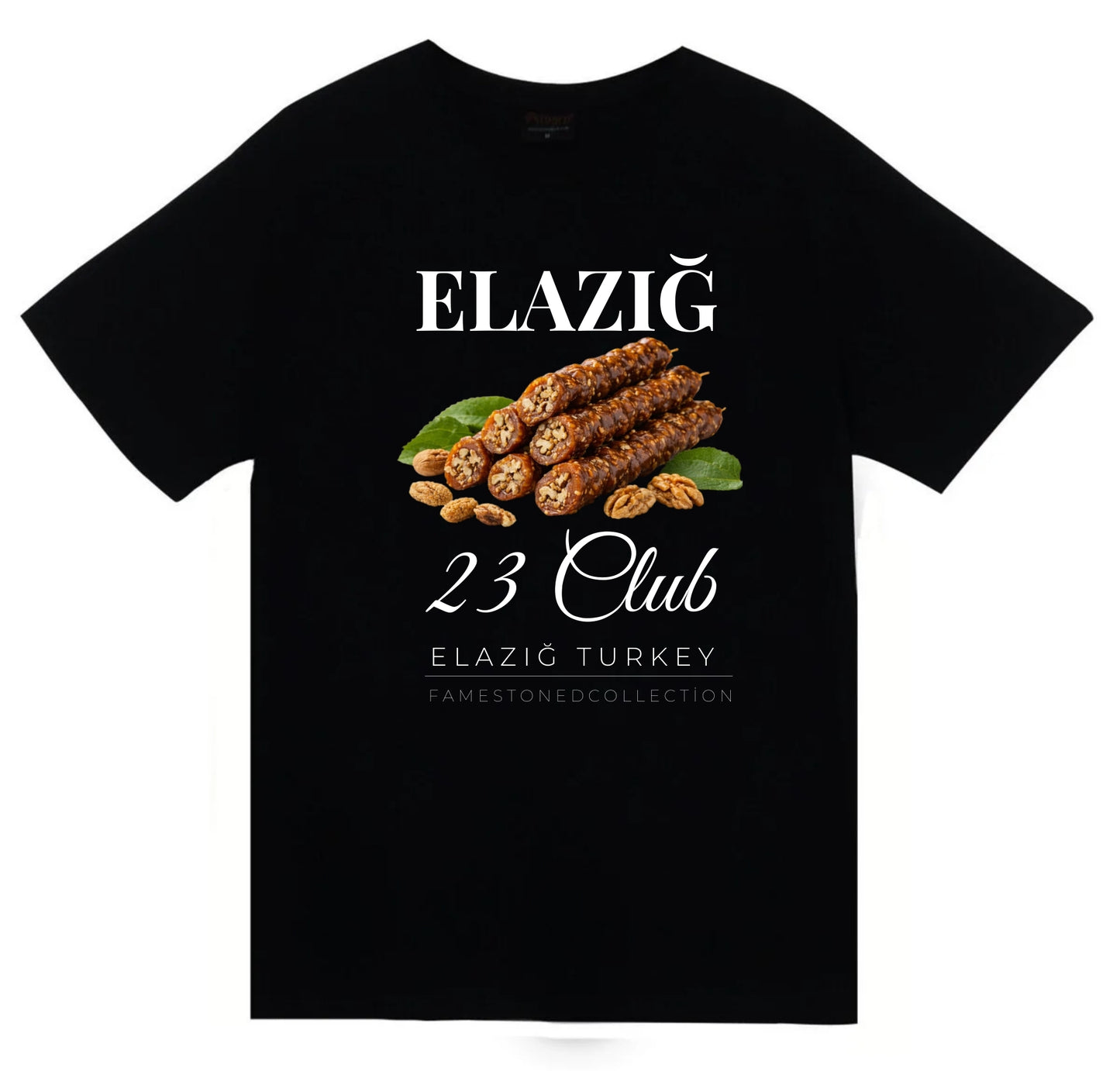 Elazığ - 23 - Harput - Orcik - Şehir Baskılı Unisex %100 Pamuk Siyah T-shirt