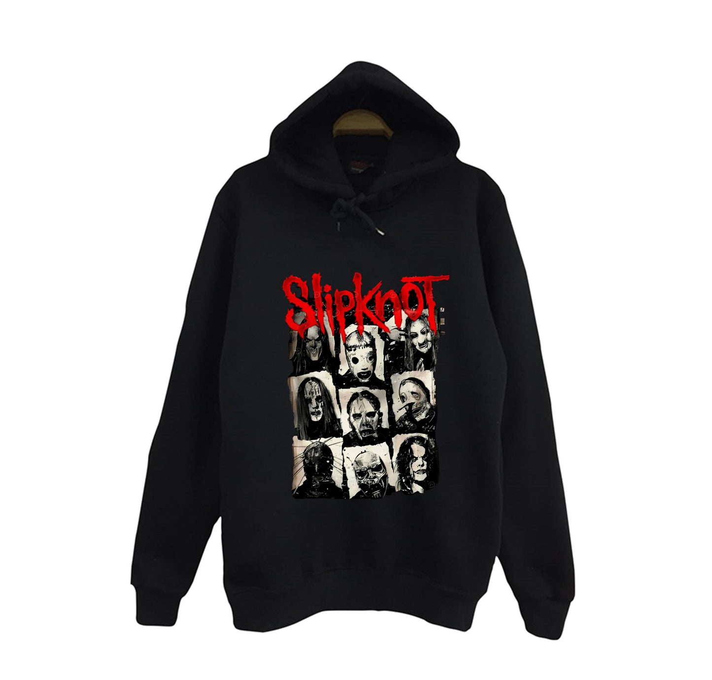 Slipknot Baskılı Unisex %100 Pamuk Kapüşonlu Siyah Sweatshirt
