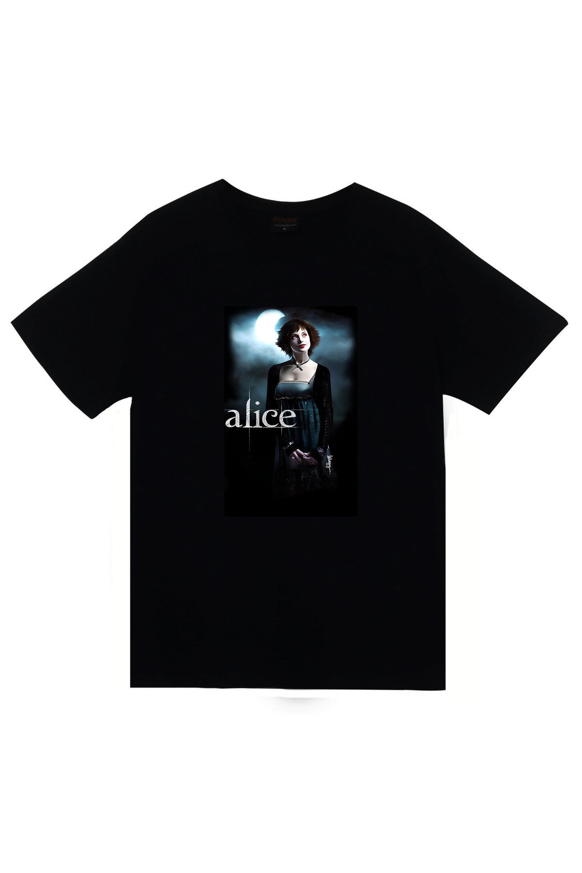 Twilight Film Alice Karakter Baskılı Unisex %100 Pamuk Siyah T-shirt