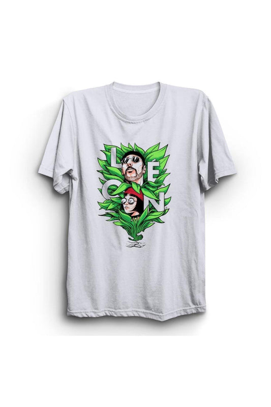 Leon Baskılı Unisex %100 Pamuk Beyaz T-shirt