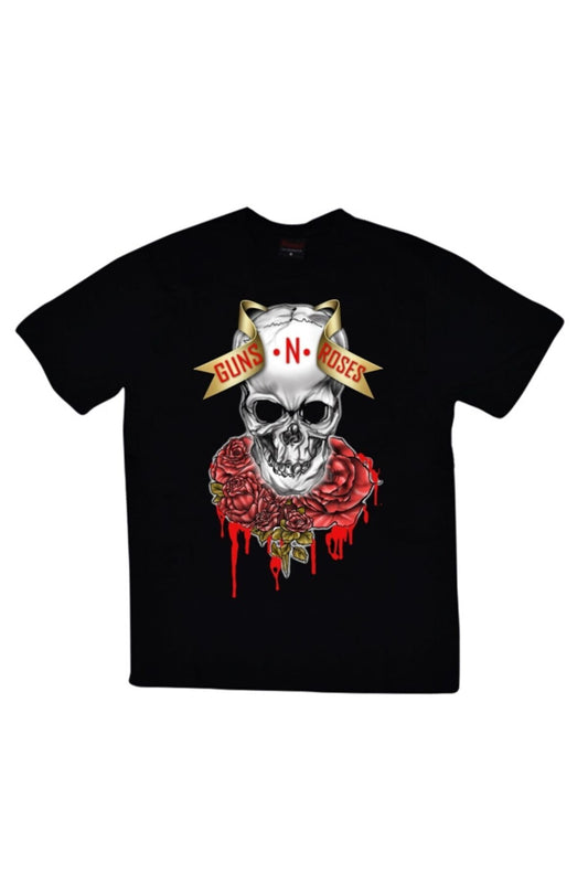 Guns N Roses Baskılı Unisex %100 Pamuk Siyah T-shirt