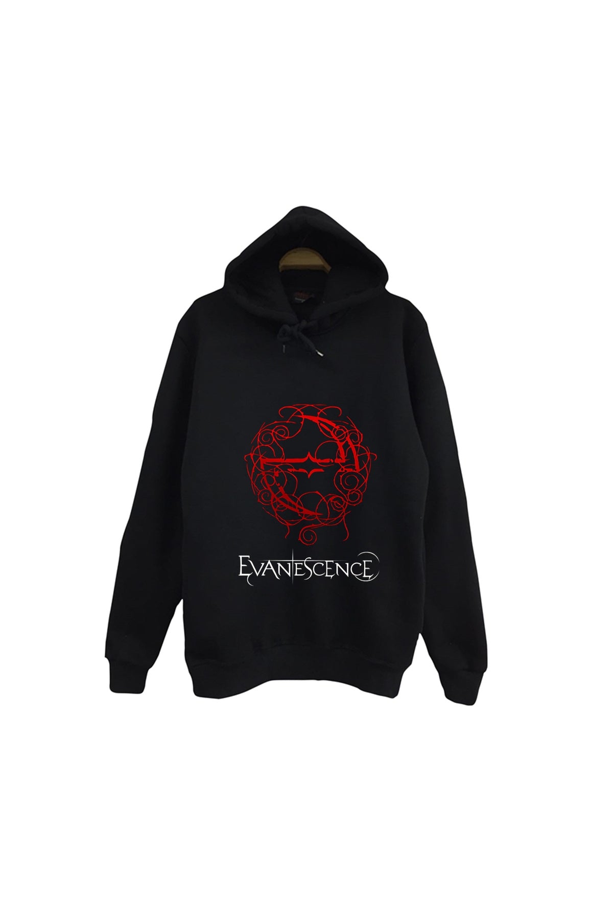 Evanescence - Müzik Grubu Baskılı Unisex %100 Pamuk Siyah Kapüşonlu Sweatshitr