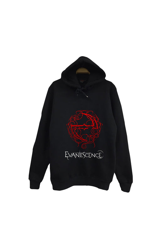 Evanescence - Müzik Grubu Baskılı Unisex %100 Pamuk Siyah Kapüşonlu Sweatshitr