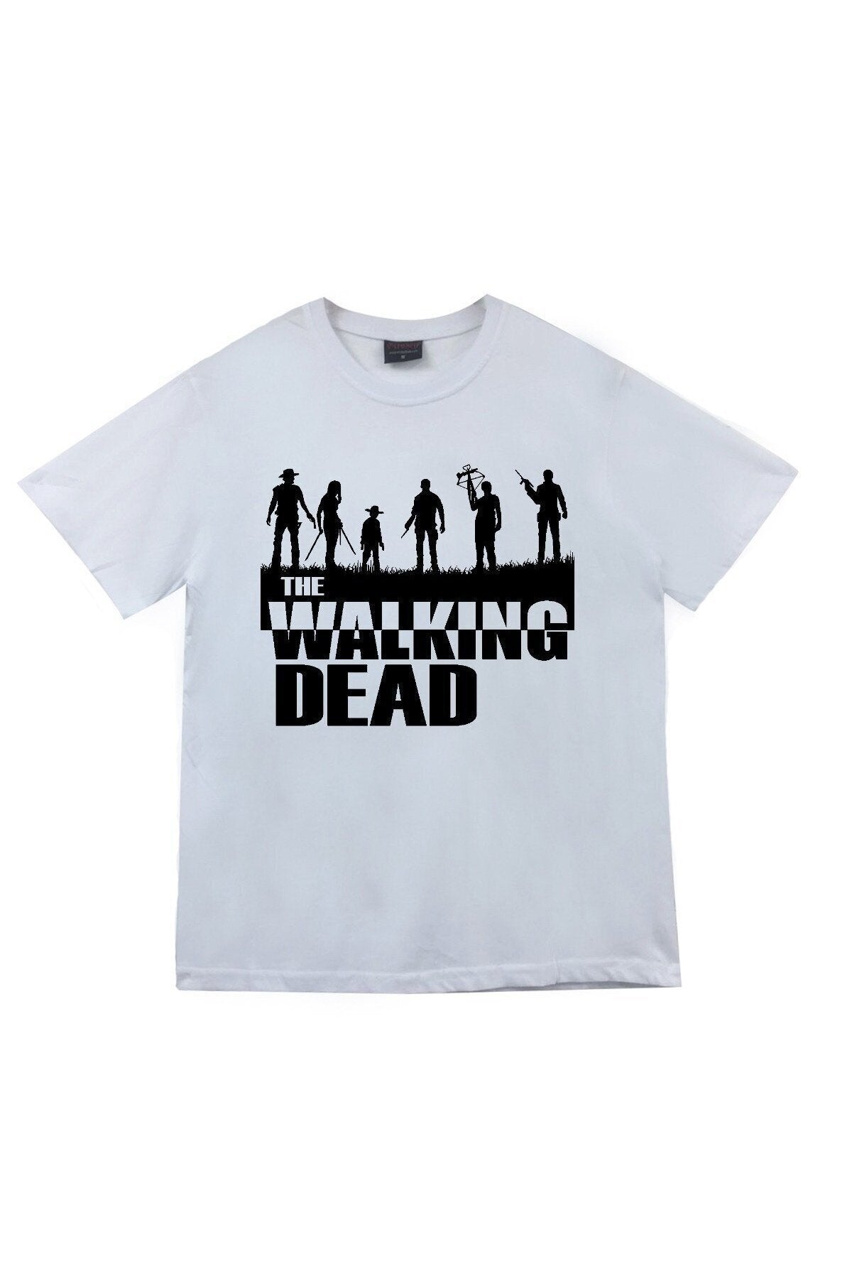 Unisex Beyaz The Walking Death Baskılı T-shirt