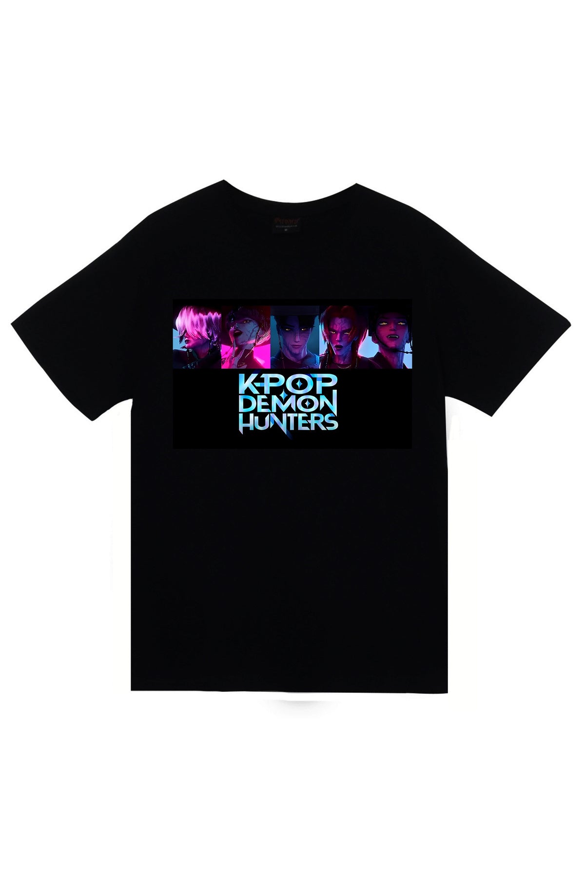 K-Pop Demon Hunters – Saja Boys Baskılı Unisex %100 Pamuk Siyah T-shirt