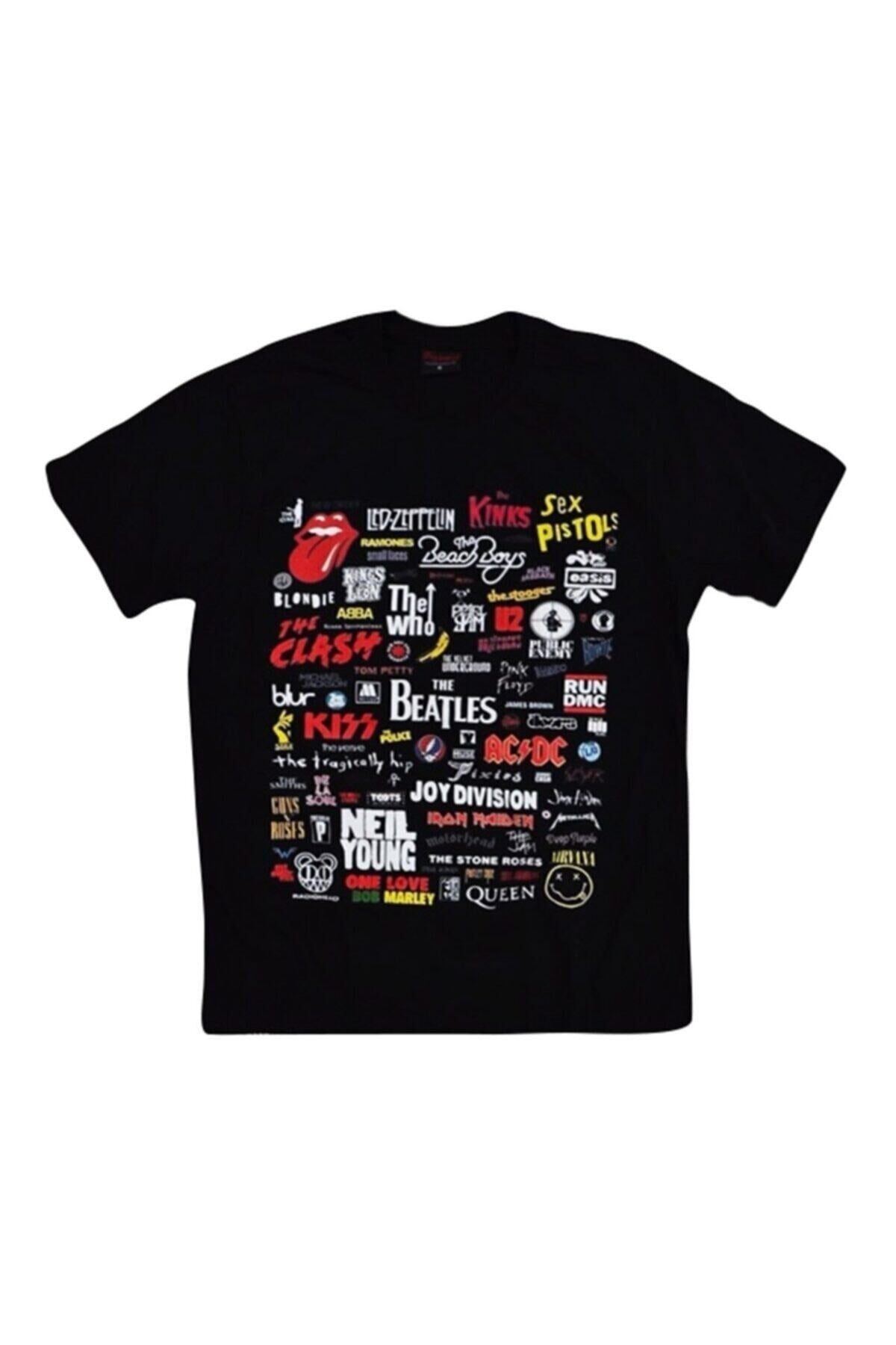 Heavy Metal Baskılı Unisex %100 Pamuk Siyah T-shirt