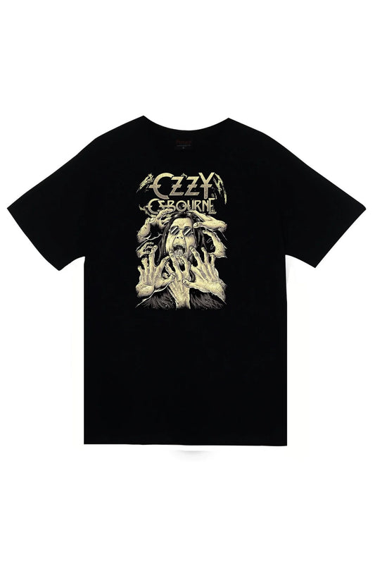 Ozzy Osbourne Baskılı Unisex %100 Pamuk Siyah T-shirt