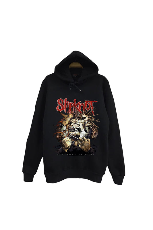 Slipknot Baskılı Unisex %100 Pamuk Siyah Kapüşonlu Sweatshirt