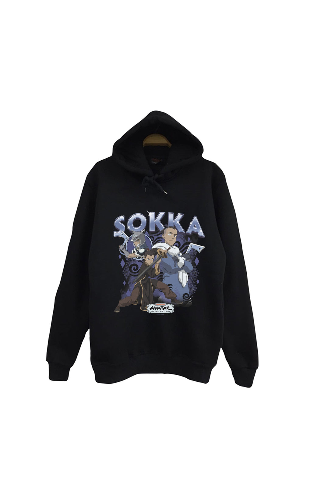 Avatar The Last Airbender Sokka baskılı siyah kapüşonlu sweatshirt