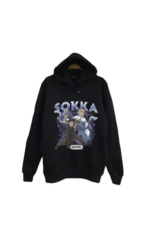 Avatar The Last Airbender Sokka Baskılı %100 Pamuk Unisex Siyah Kapüşonlu Sweatshirt