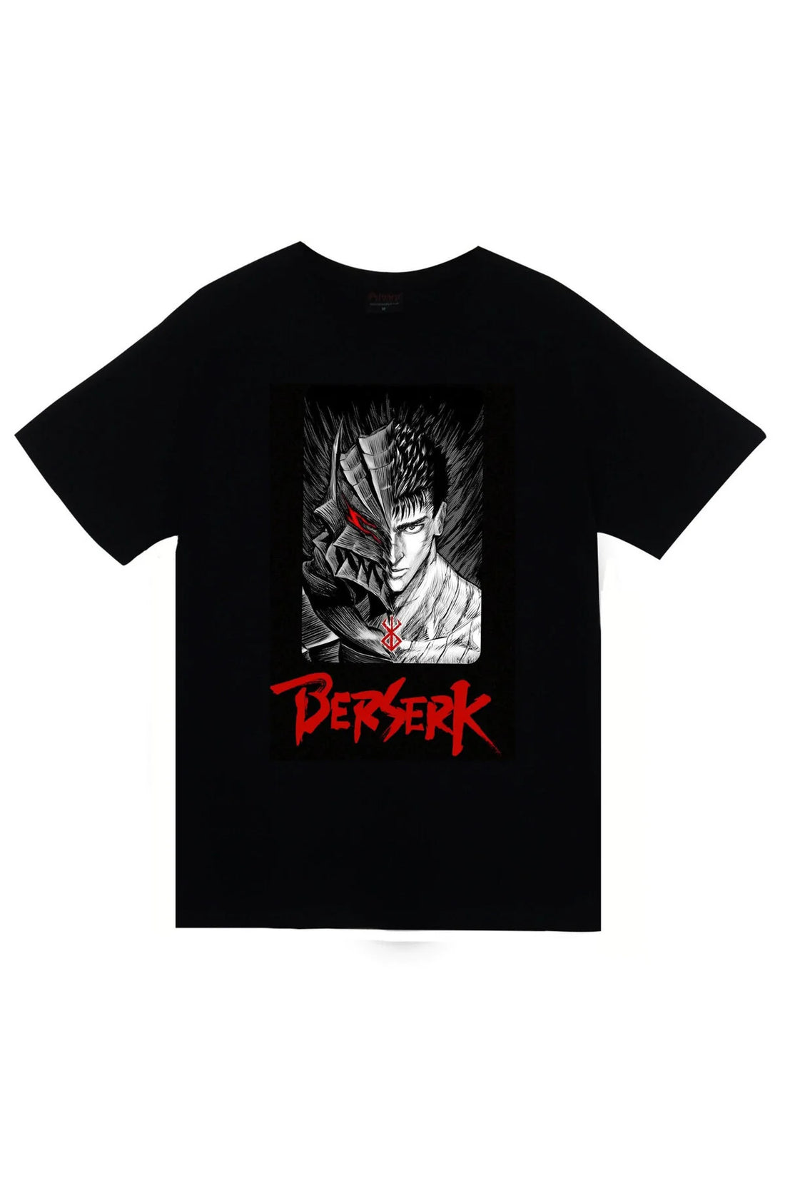 Berserk Anime Zırhlı karakter posteri baskılı siyah tişört