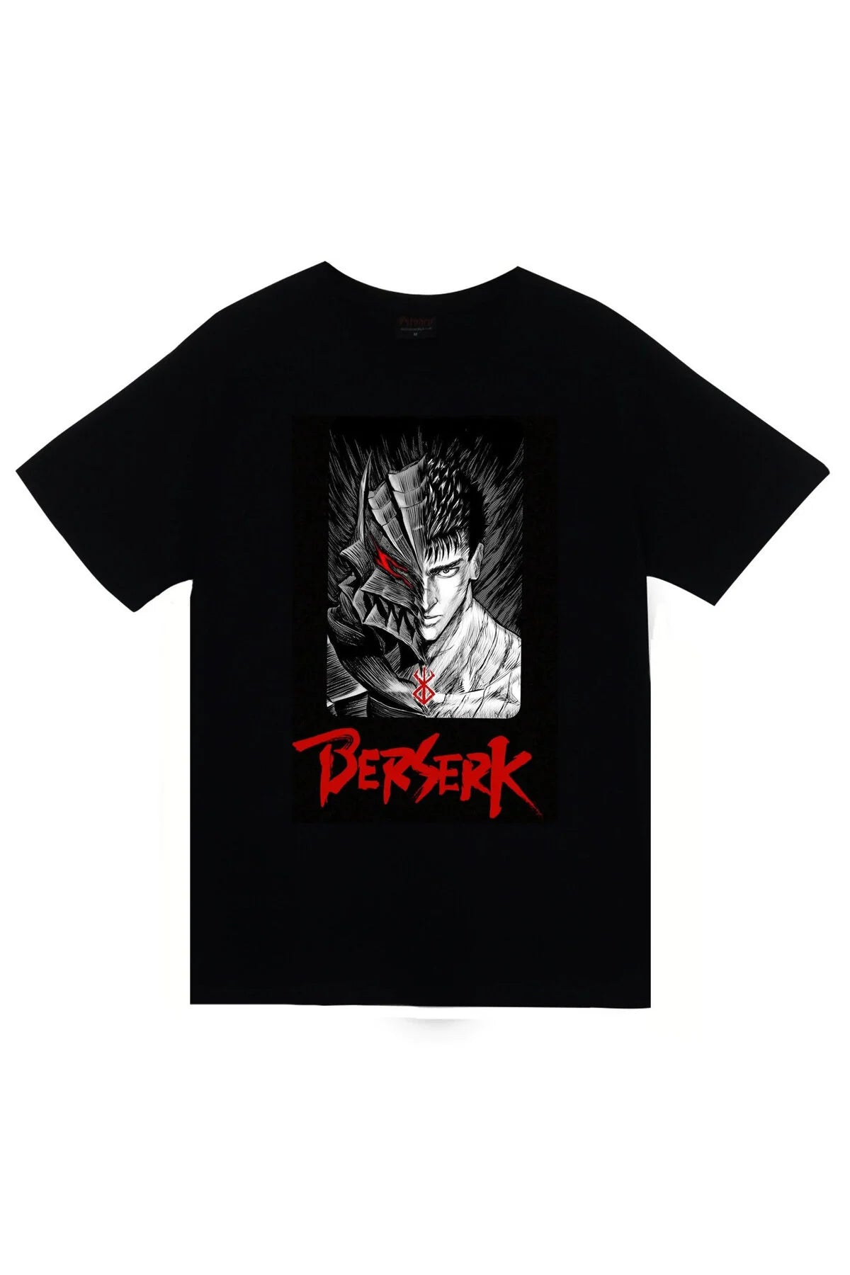 Berserk Anime Baskılı Unisex %100 Pamuk Siyah T-shirt
