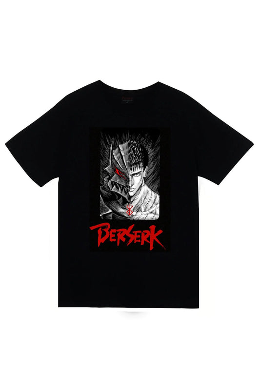 Berserk Anime Baskılı Unisex %100 Pamuk Siyah T-shirt