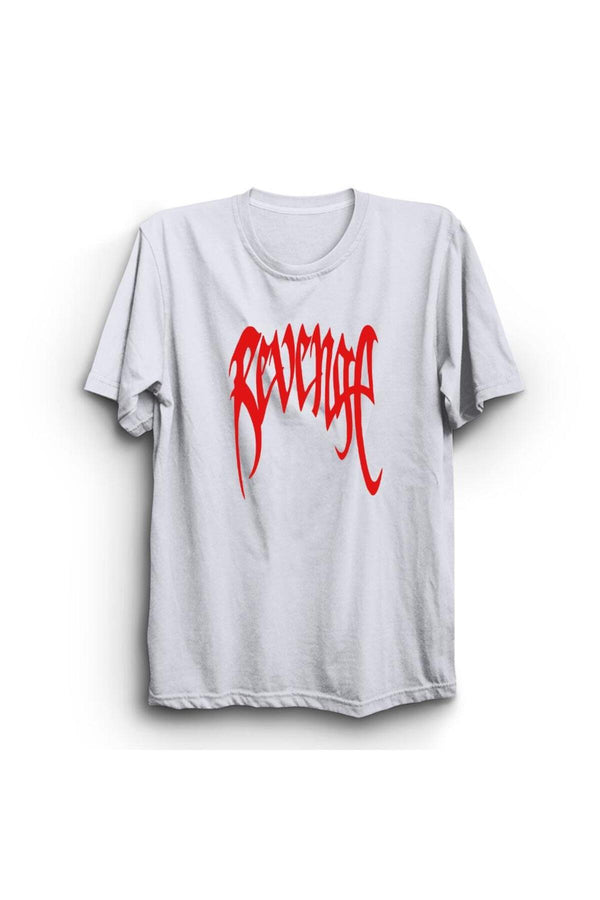 Unisex Revenge baskılı beyaz tişört