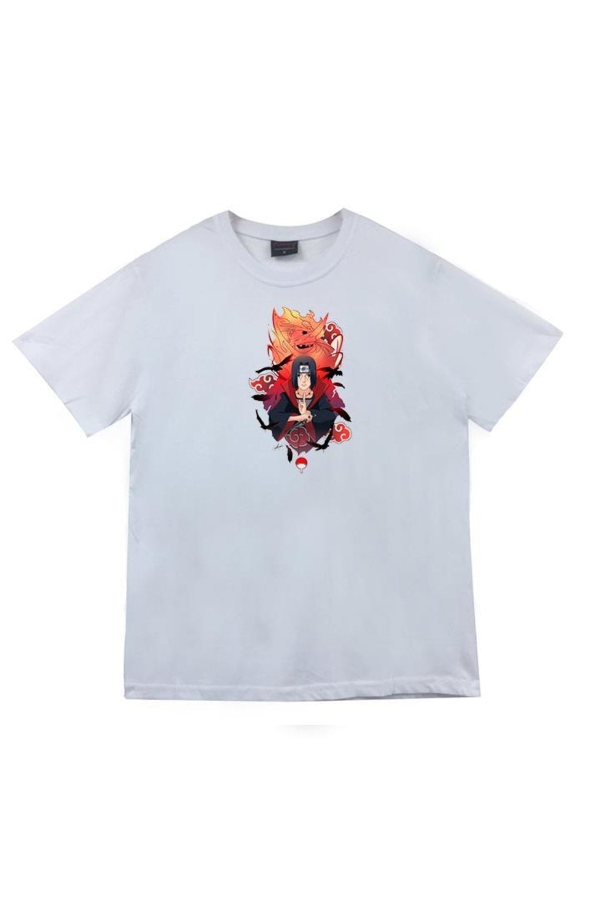 İtachi Uchika Anime Baskılı Unisex %100 Pamuk Beyaz T-shirt