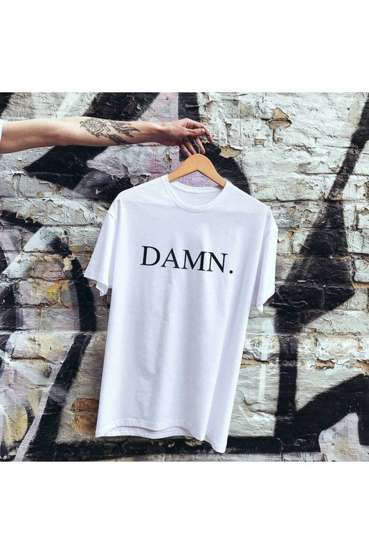 Beyaz Damn Baskılı Tişört
