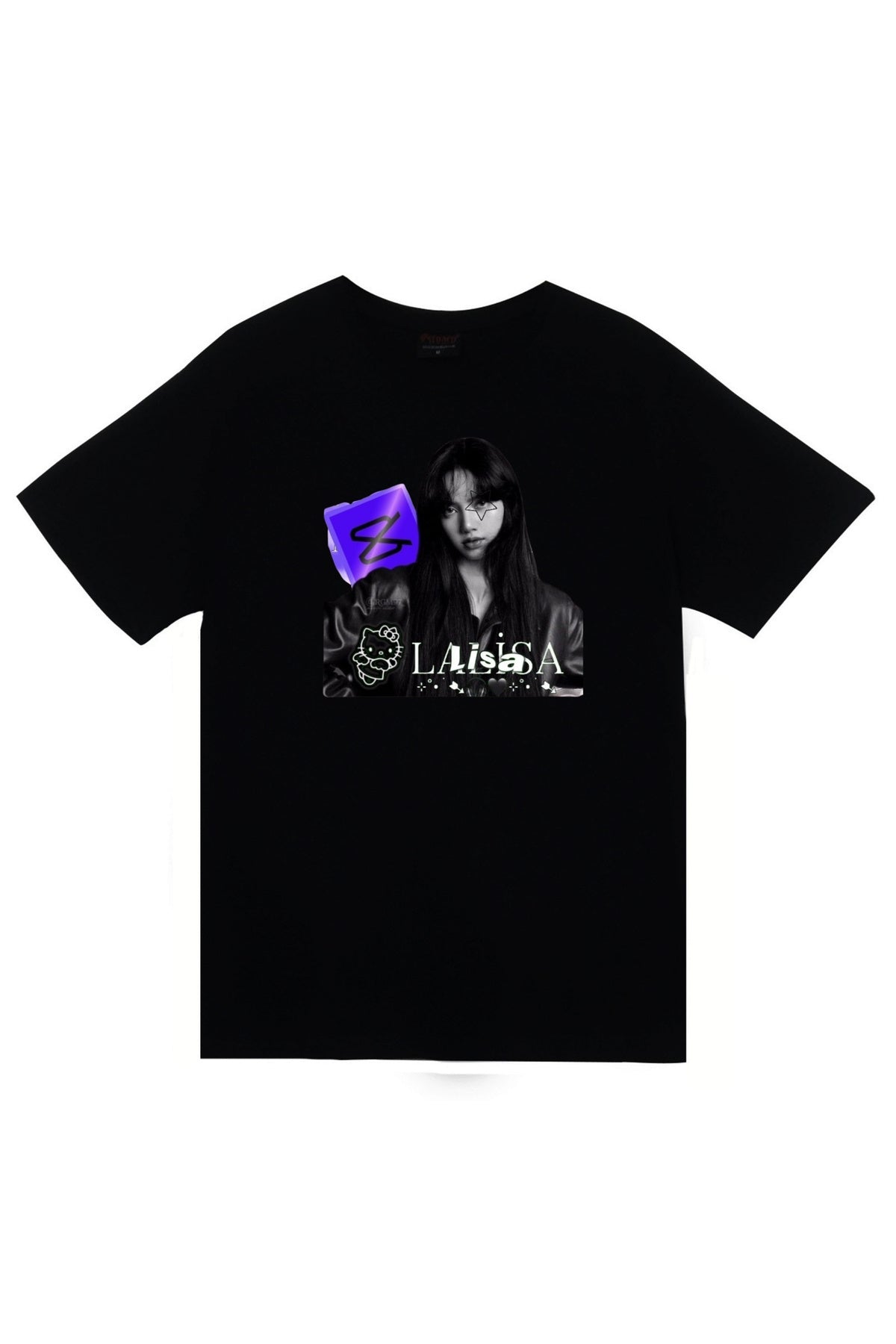 La Lisa - Lisa - BLACKPINK - K-Pop - Alter Ego Baskılı Unisex %100 Pamuk Siyah T-shirt