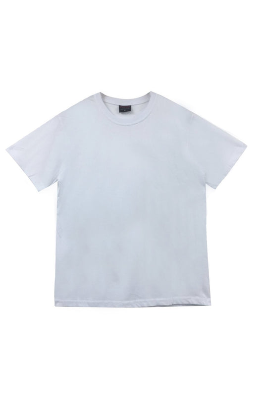 Unisex Beyaz Bisiklet Yaka T-shirt