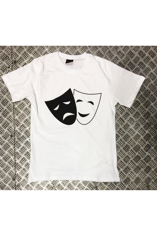 Tiyatro Baskılı Unisex %100 Pamuk Beyaz T-shirt