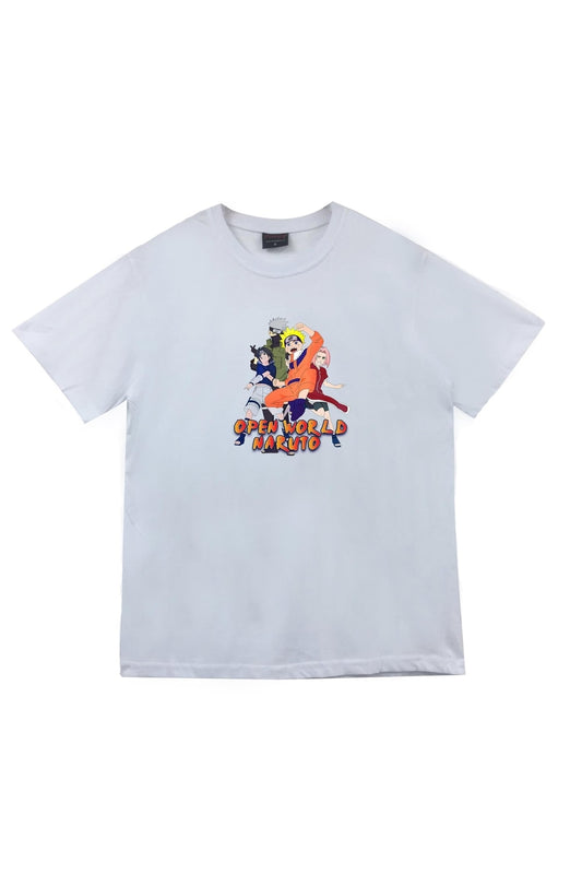 Naruto Anime Baskılı Unisex %100 Pamuk Beyaz T-shirt