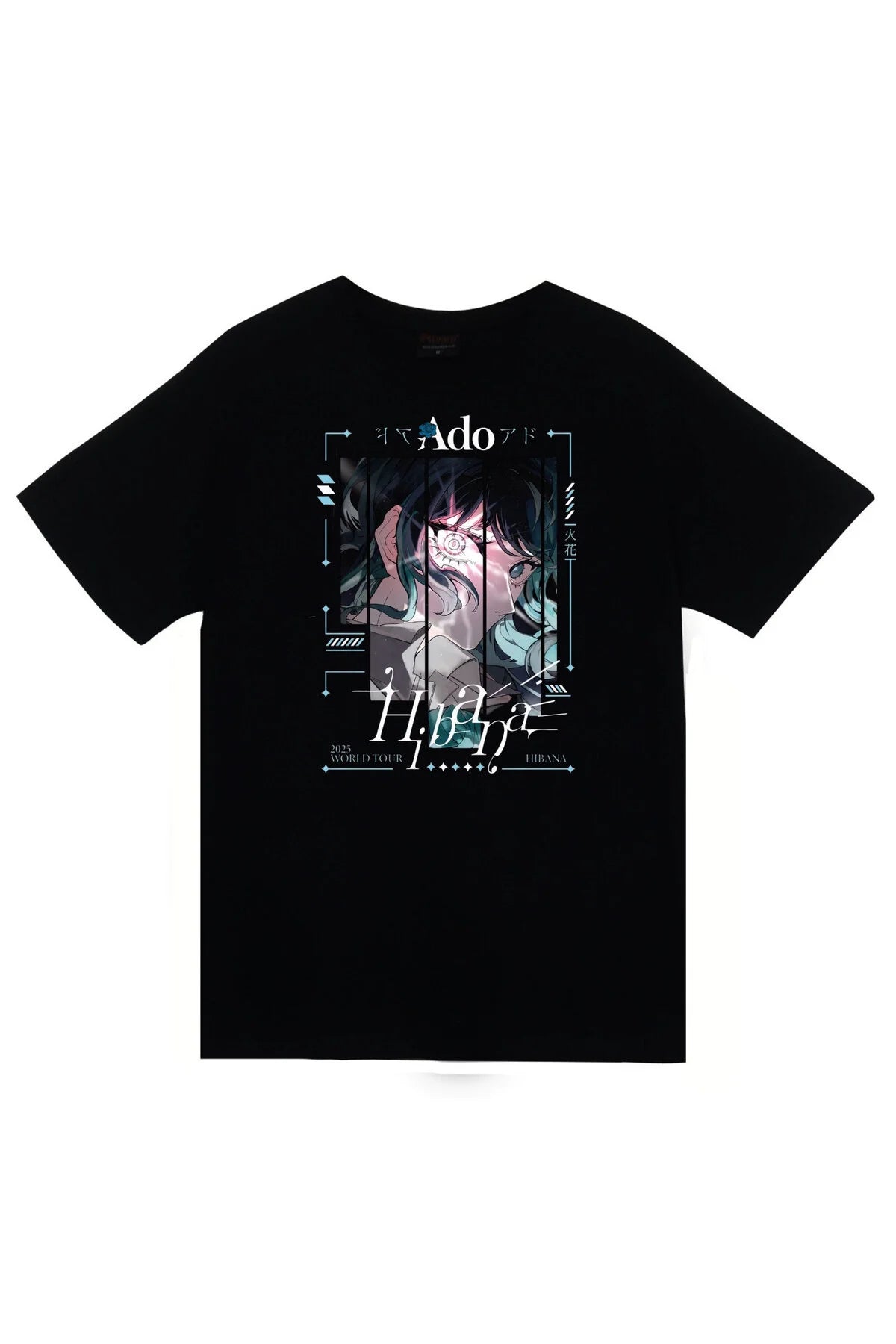 Ado Japon - K-Pop - Rock - Müzik Baskılı Unisex %100 Pamuk Siyah T-shirt