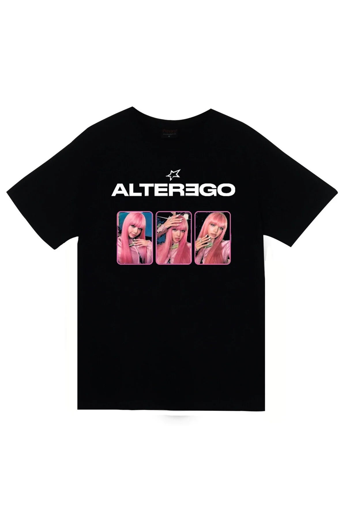 La Lisa - Lisa - BLACKPINK - K-Pop - Alter Ego Baskılı Unisex %100 Pamuk Siyah T-shirt
