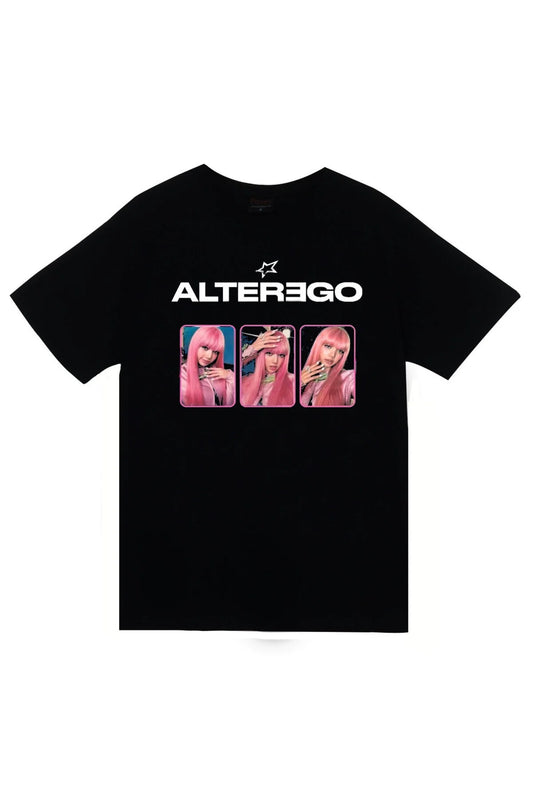 La Lisa - Lisa - BLACKPINK - K-Pop - Alter Ego Baskılı Unisex %100 Pamuk Siyah T-shirt